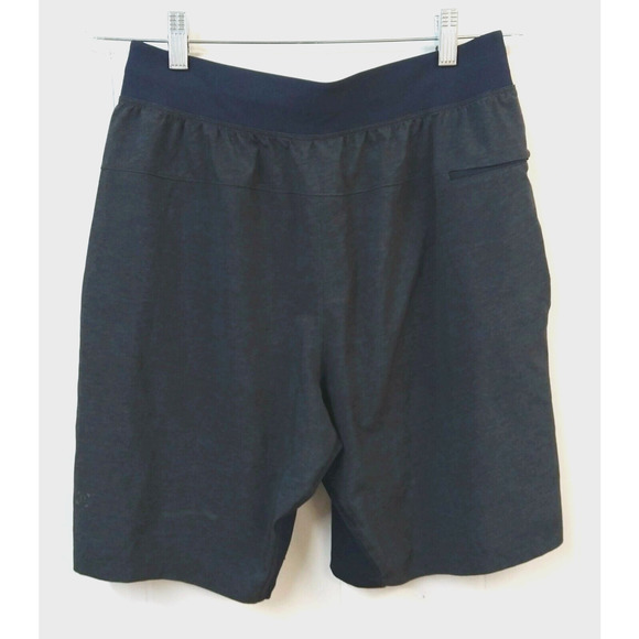 Lululemon Men's M/L Shorts Blue/Black 2 Pockets Pull on Side Zip Pocket - Picture 7 of 7